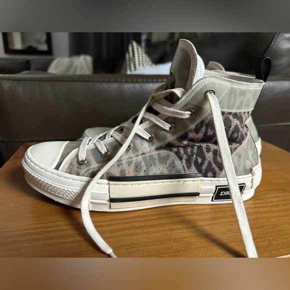 Dior B23 High-Top Sneakers Leopard Canvas Print Unisex Size 41 Women’s 10 RARE - Picture 14 of 14